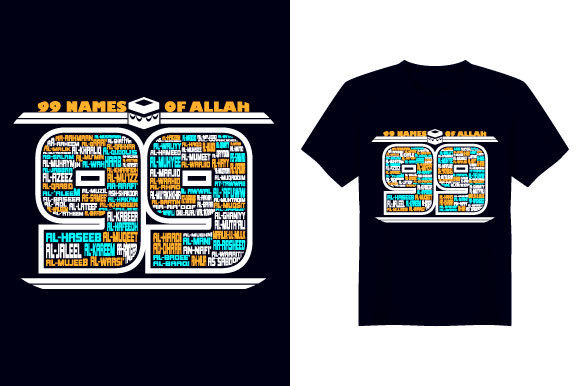 99 Name of Allah English T-Shirt Design Review