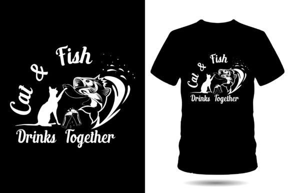 Cat Fish Drinks Together Tshirt Design Review